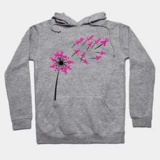 Dandelion Faith Hope Love Breast Cancer Awareness Flower T-shirt , October Ribbon Pink Design Hoodie